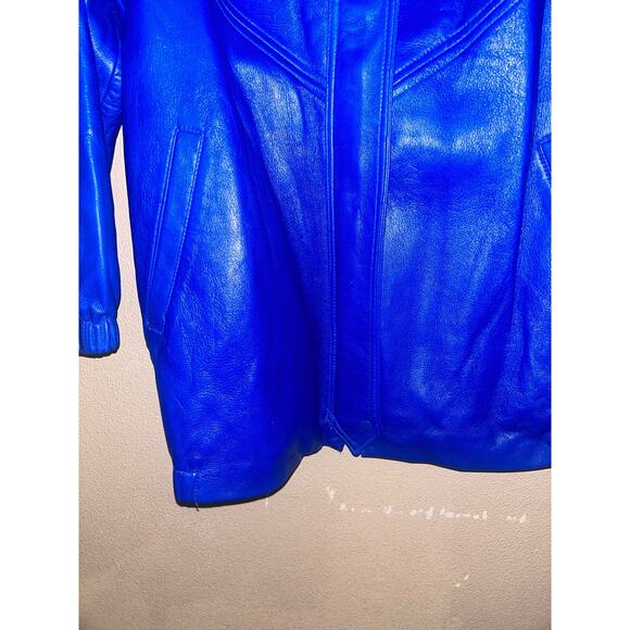 Dero by Rocco Amelio Y2K Biker Rocker Vintage Blue Leather  Jacket - Picture 4 of 9